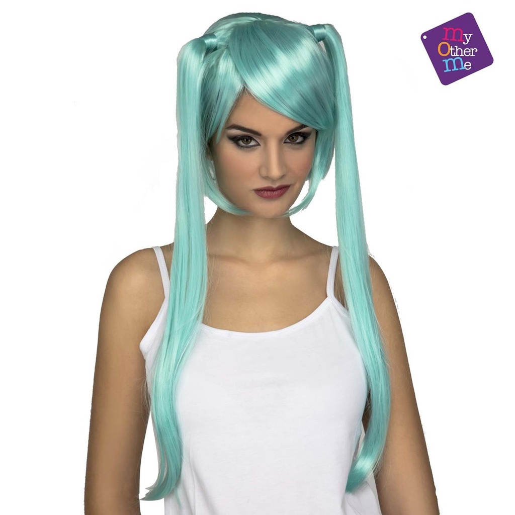 Peluca Larga Azul Manga  155 g