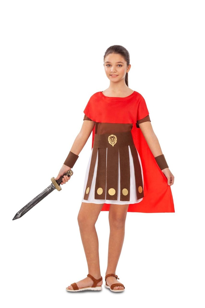 Disfraz Guerrera Romana 5-6 Años (Capa, Vestido, Cinturón Y Muñequeras)