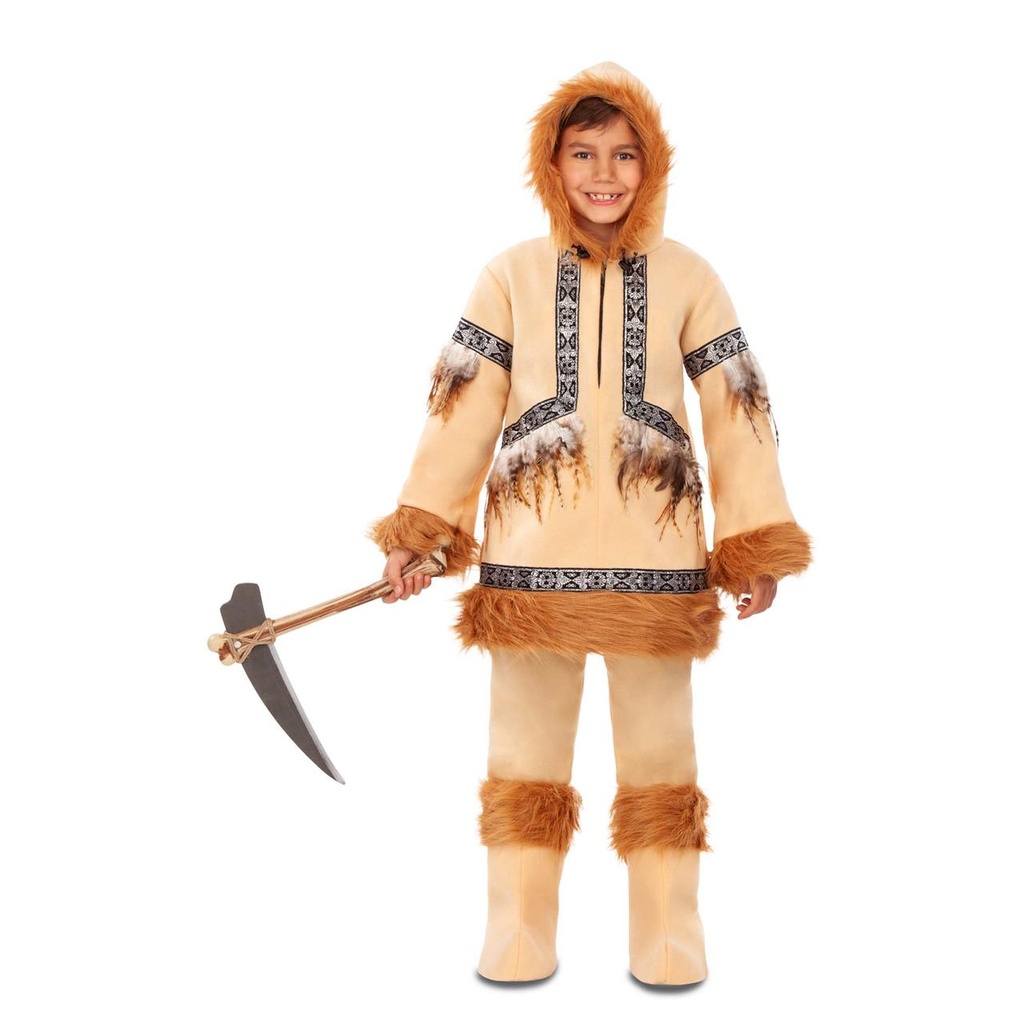 Disfraz Esquimal Niño Camisa Con Capucha, Pantalones Y Cubrebotas Talla  10-12 Y