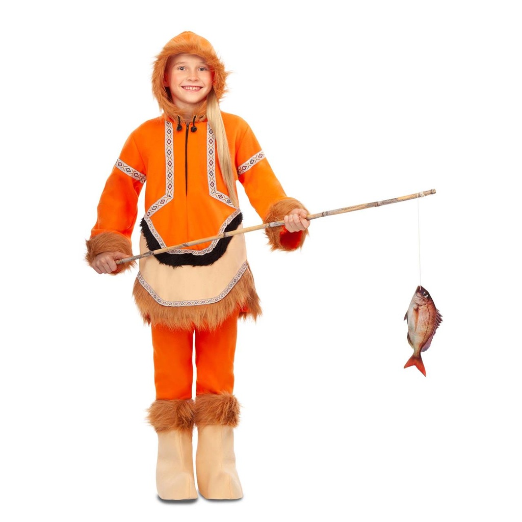 Disfraz Esquimal Niña Camisa Con Capucha, Pantalones Y Cubrebotas Talla  5-6 Y