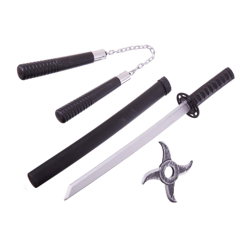 Ninja War Set (Katana, Nunchakus And Ninja Star)  Katana: 55 cm