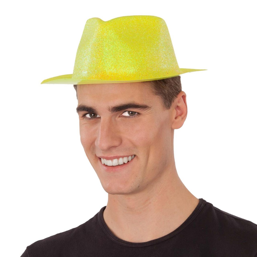 Sombrero Plástico Glitter Amarillo