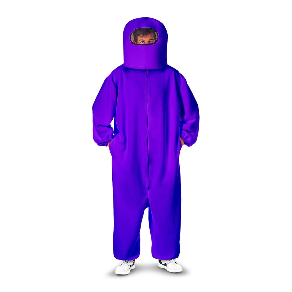 Disfraz Among Us Impostor Purple Xl (Escafandra Y Traje Con Cremallera Y Bolsillos)