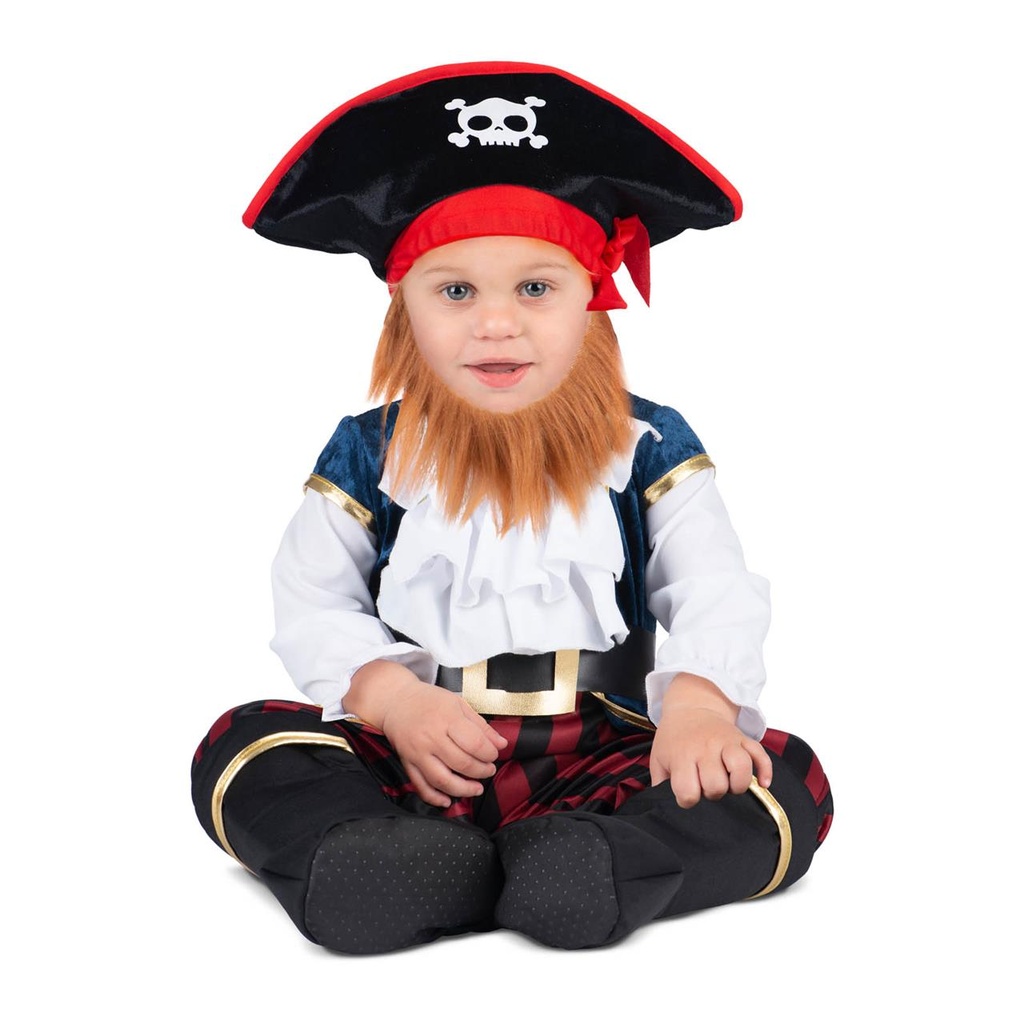 Disfraz Capitán Pirata 24-36 M (Mono con cinturón y botas integrados, sombrero y barba)