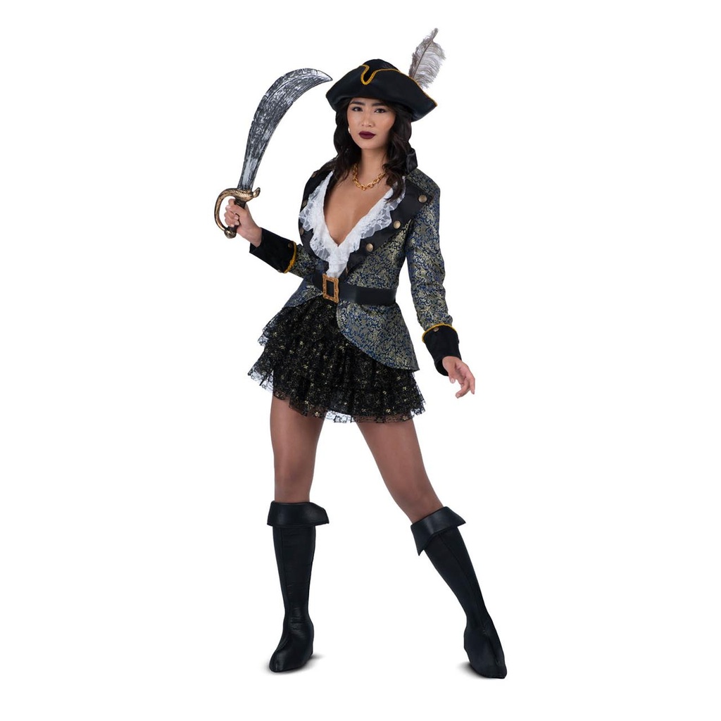Disfraz Belleza Bucanera XL (Vestido, sombrero, cinturón, abrigo y cubrebotas)