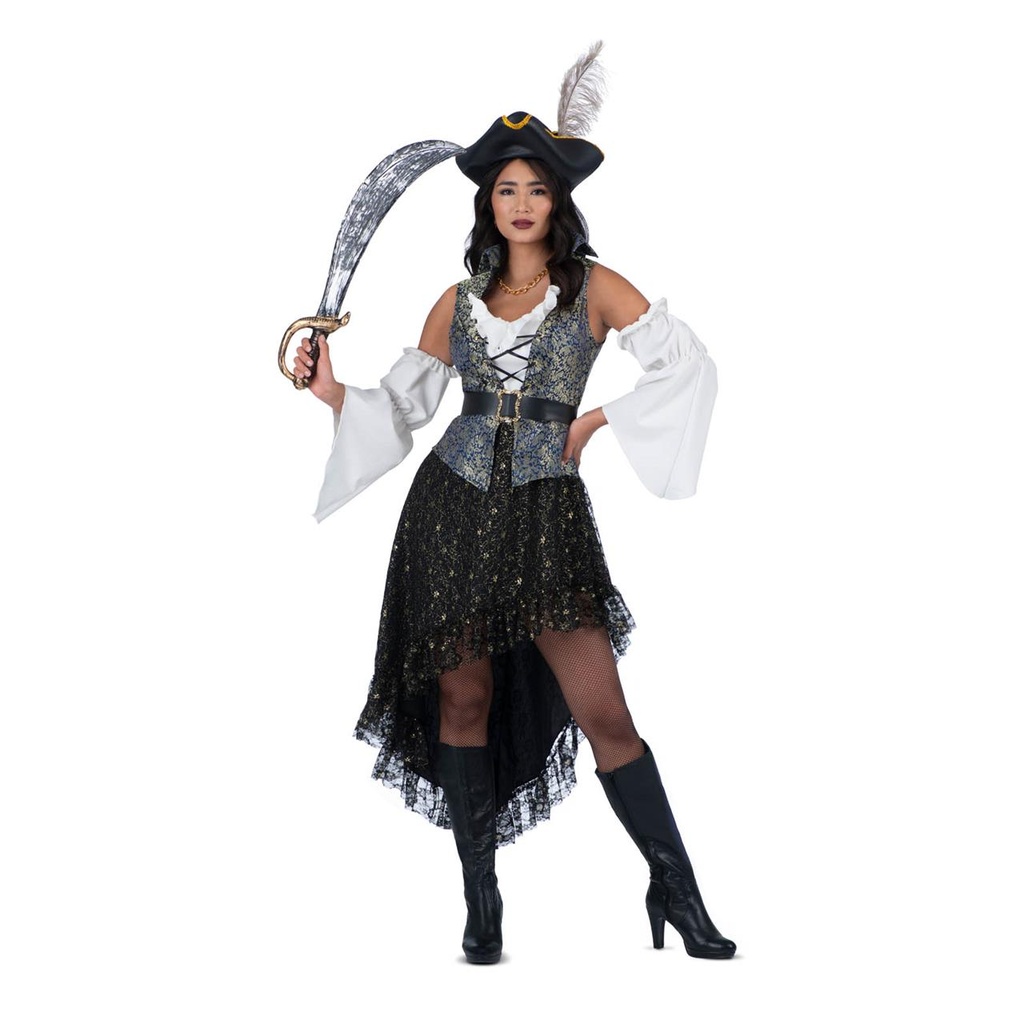 Disfraz Tesoro De Alta Mar M (Vestido, sombrero, cinturón y mangas)