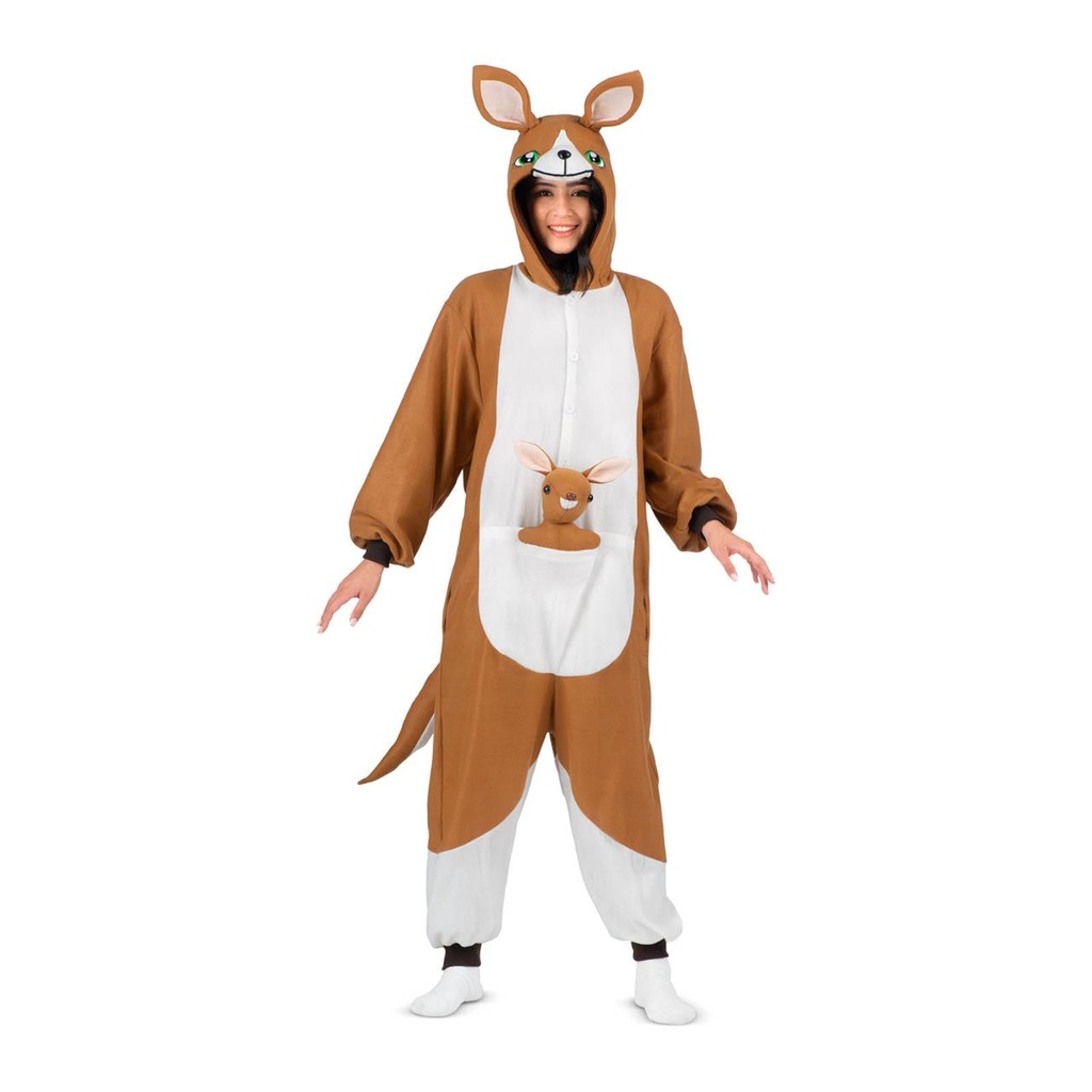 Disfraz Canguro Adult Small (Kigurumi con capucha, cola y peluche)