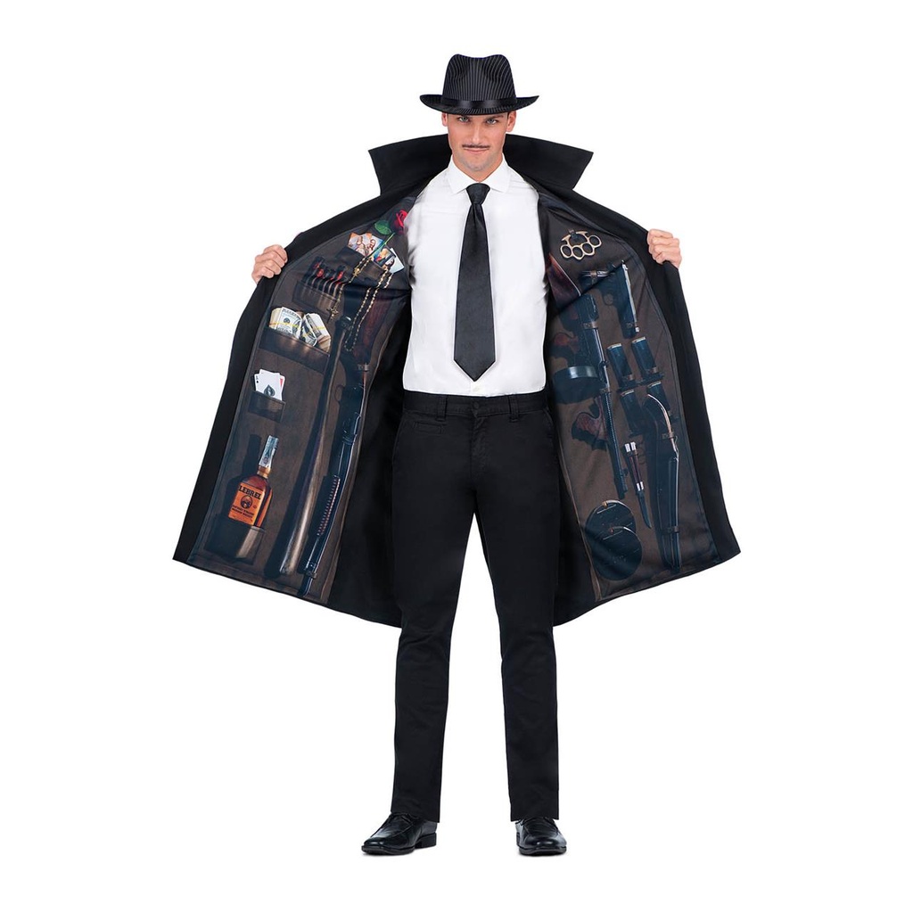 Disfraz Mafioso  talla unica Adult (Abrigo y sombrero)