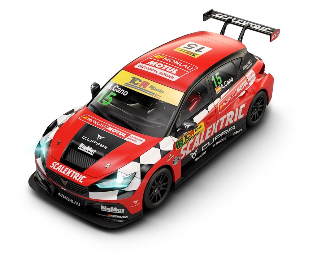 Coche Scalextric Cupra Tcr  Monlau Con Luz en los faros 18X9X9Cm