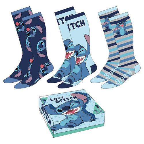 Calcetines pack 3 piezas Stitch en caja (talla 40/46)