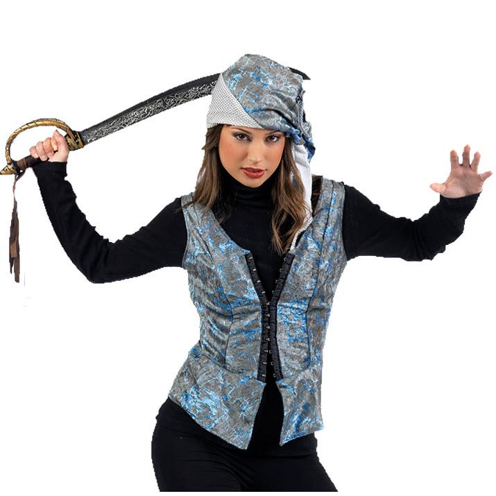 Disfraz Adulto Chaleco Y Gorro Pirata - Talla M