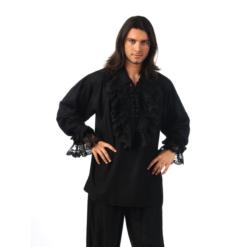 Disfraz Adulto Camisa Negra Encaje - Talla Xl