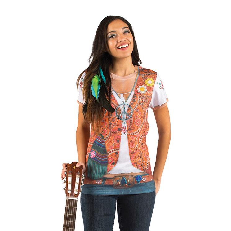 Disfraz Adulto Camiseta Hippy Mujer - Talla S