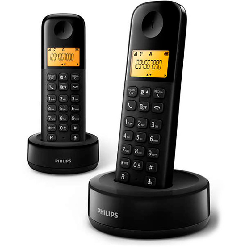 PHILIPS WIRELESS LANDLINE TELEPHONE D1602B DUO BLACK