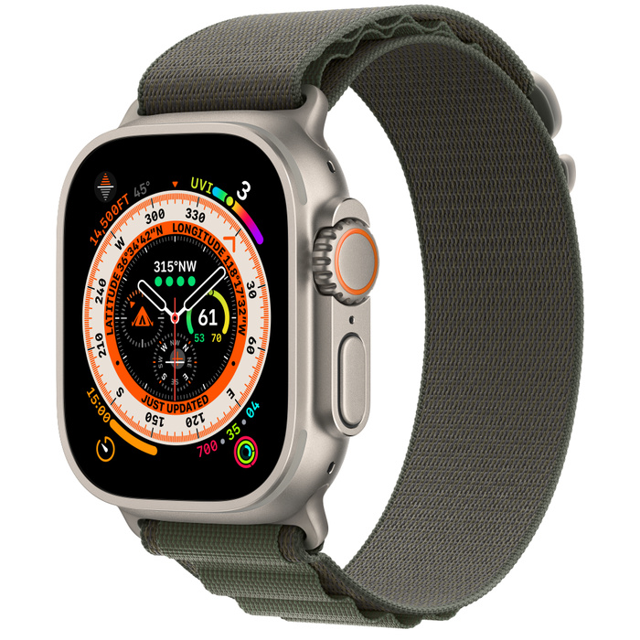 APPLE WATCH ULTRA MNHJ3TY/A GPS+CELLULAR 49MM TITANIUM CASE WITH GREEN ALPINE LOOP-S