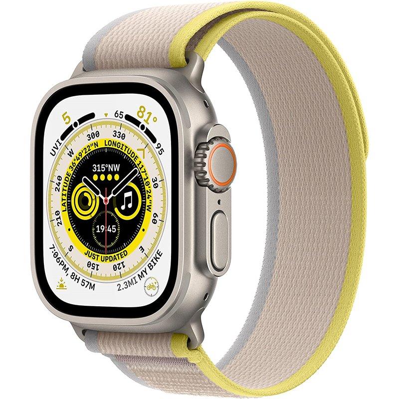 APPLE WATCH ULTRA MNHK3TY/A GPS+CELLULAR 49MM TITANIUM CASE WITH YELLOW/BEIGE TRAIL LOOP-S/M