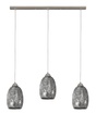 LAMPARA COLGANTE BASE COLOR CROMO  Y 3 TULIPA CRISTAL CROMADO DE 3 LUZ COMPATIBLE BOMBILLA LED DE BASE E27, ALTURA TOTAL 130CM, LARGO 90CM, CUERPO 15CM