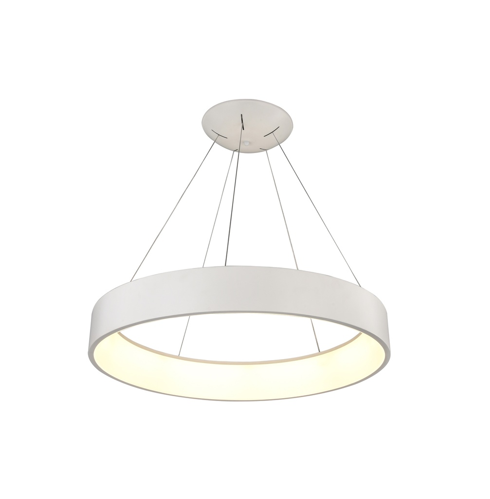 LAMPARA DE TECHO COLGANTE 60cms LED 32 W, ALUMINIO COLOR BLANCO CON LUZ CALIDA