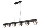 LAMPARA COLGANTE COLOR NEGRO Y PLATA DE 6 LUZ ORIENTABLE COMPATIBLE CON CUALQUIER BOMBILLA LED GU10,