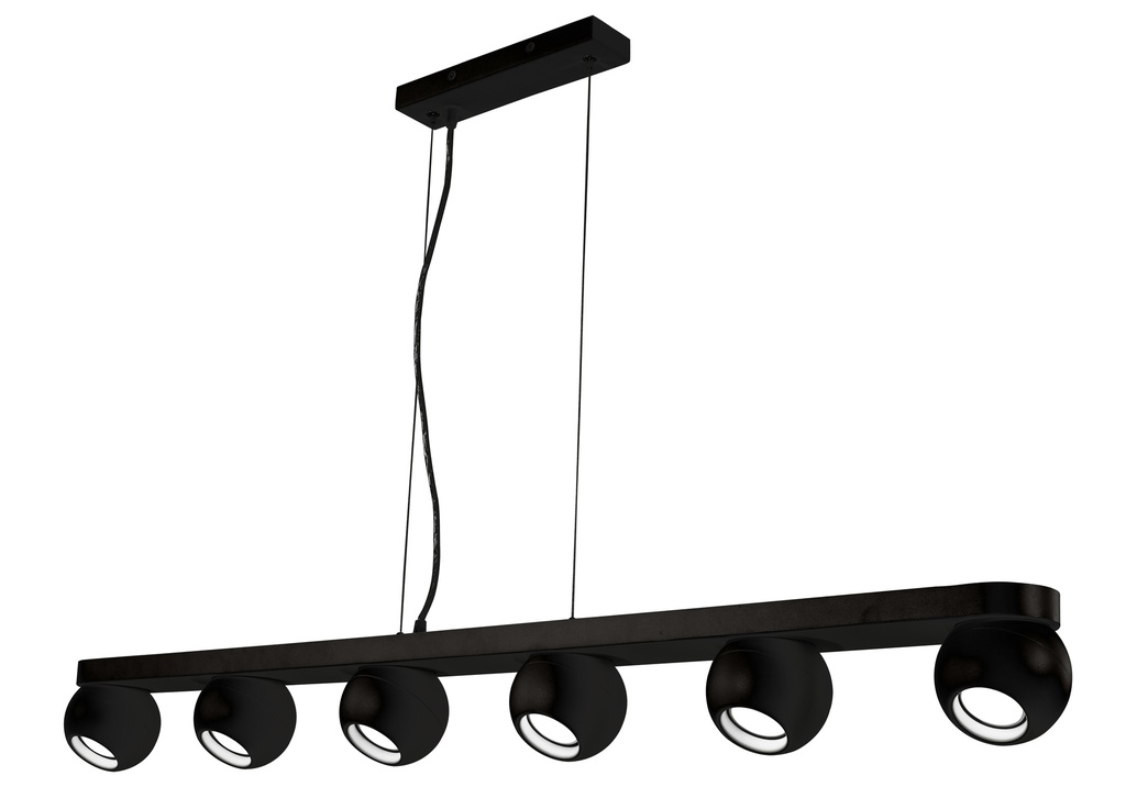 LAMPARA COLGANTE COLOR NEGRO DE 6 LUZ ORIENTABLE COMPATIBLE CON CUALQUIER BOMBILLA LED GU10,