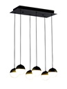LAMPARA DE TECHO DECORATIVA 40 cms., CABLE EXTENSIBLE MAX. 1500 mms. CON 6 LED DE  5W, ALUMINIO COLOR NEGRO Y ACRILICO CON TEMPERATURA DE LUZ DIMMABLE