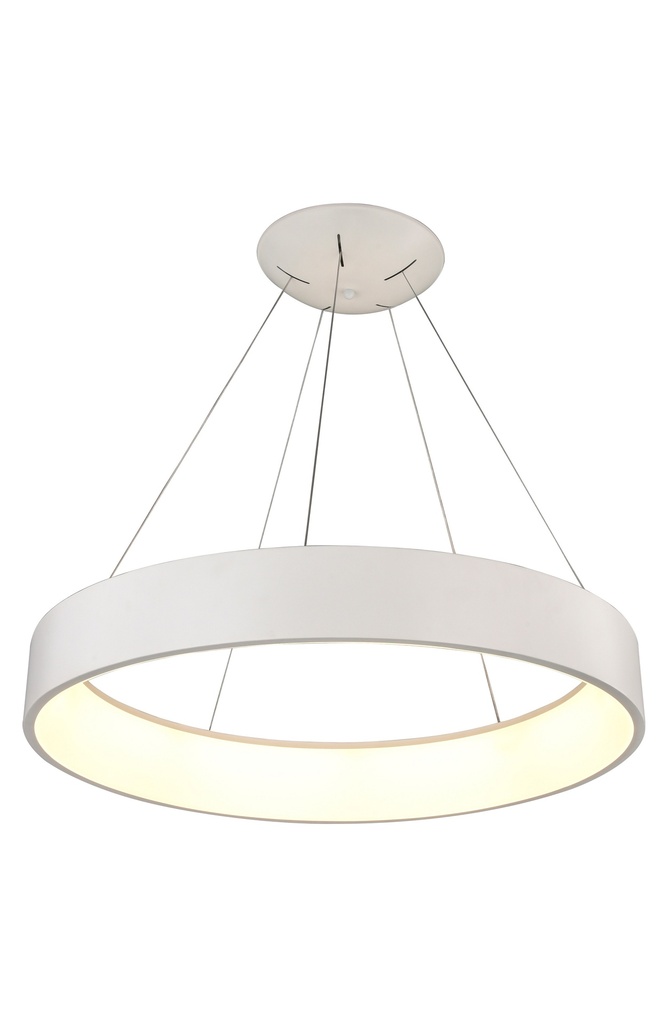 LAMPARA DE TECHO COLGANTE 45cms LED 32 W, ALUMINIO COLOR BLANCO CON LUZ CALIDA