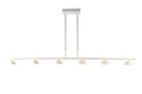 LAMPARA DE TECHO DECORATIVA  110cms.,  EXTENSIBLE MAX. 1000 mms CON 6 LED DE  5W, ALUMINIO COLOR BLANCO Y ACRILICO CON TEMPERATURA DE LUZ DIMMABLE