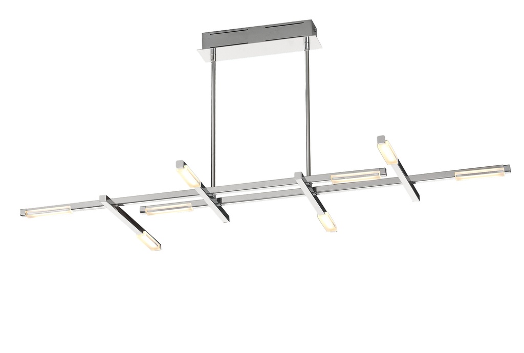 LAMPARA DE TECHO LED 36 W, ALUMINIO COLOR CROMO CON TEMPERATURA DE LUZ CALIDA 2700K, TAMAÑO 120cms.,  TUBOS EXTENSIBLES 32CM A 34CM
