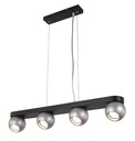 LAMPARA COLGANTE COLOR NEGRO Y PLATA DE 4 LUZ ORIENTABLE COMPATIBLE CON CUALQUIER BOMBILLA LED GU10,