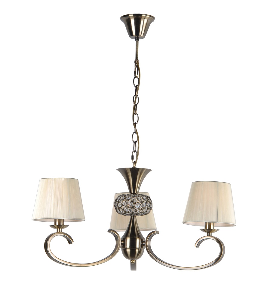 LAMPARA COLGANTE CON BASE COLOR CUERO, ESTRUCTURA DE HIERRO Y CRISTAL  Y PANTALLA DE HILOS EN COLOR CREMA,  DE 3 LUCES COMPATIBLE BOMBILLA LED DE BASE E27, ALTURA 90CM