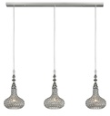 LAMPARA COLGANTE COLOR CROMO DE 3 LUCES LINEALES,  COMPATIBLES CON BOMBILLA LED DE BASE E27, 100CM ALTURA