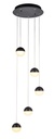 LAMPARA DE TECHO DECORATIVA 25 cms., CABLE EXTENSIBLE MAX. 1500 mms CON 5 LED DE  5W, ALUMINIO COLOR NEGRO Y ACRILICO CON TEMPERATURA DE LUZ DIMMABLE