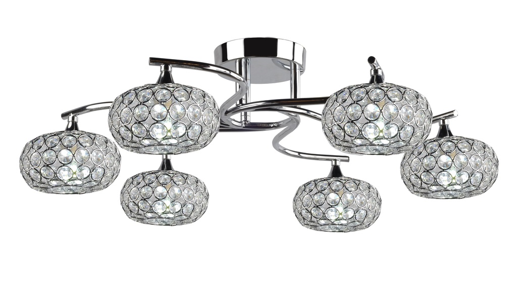 LAMPARA DE TECHO, FABRICADO EN HIERRO Y CRISTAL, 220v, 6xG9, color cromo, DIAMETRO 60CM, ALTURA 20CM