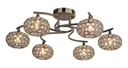 LAMPARA DE TECHO, FABRICADO EN HIERRO Y CRISTAL, 220v, BOMBILLA 6xG9, COLOR CUERO, DIAMETRO 60CM, ALTURA 20CM