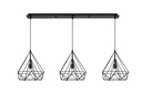 LAMPARA COLGANTE NEGRA DE 3 LUCES BOMBILLA LED DE BASE E27, ALTURA 120CM, LONGITUD 83CM