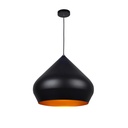 LAMPARA COLGANTE NEGRA INTERIOR DORADO ALTURA 150CM CUERPO 52CM DE 1 LUZ COMPATIBLE CON CUALQUIER BOMBILLA LED DE BASE E27