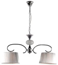 LAMPARA COLGANTE CON BASE COLOR CROMO, ESTRUCTURA DE HIERRO Y CRISTAL  Y PANTALLA DE HILOS EN COLOR PLATA,  DE 2 LUCES COMPATIBLE CON BOMBILLA LED DE BASE E27, ALTURA 90CM