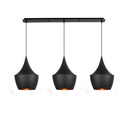 LAMPARA COLGANTE NEGRA INTERIOR DORADO ALTURA TOTAL 130CM DE 3 LUCES COMPATIBLES CON CUALQUIER BOMBILLA LED DE BASE E27