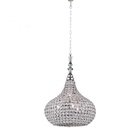 LAMPARA COLGANTE COLOR CROMO DE 4 LUCES ,  COMPATIBLES CON BOMBILLA LED DE BASE G9, ALTURA 100CM, DIAMETRO 33CM