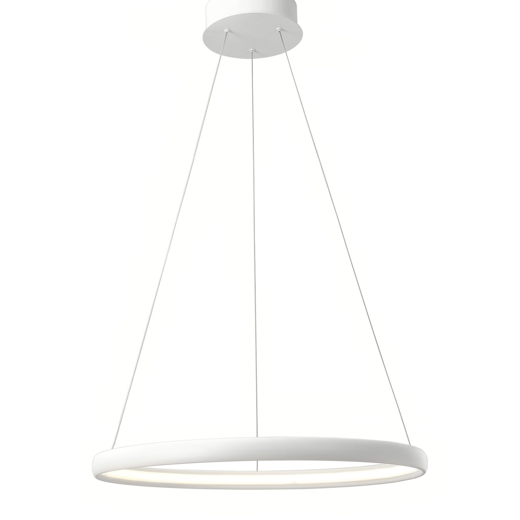 LAMPARA DE TECHO LED 29 W, ARO EN ALUMINIO COLOR BLANCO CON TEMPERATURA DE LUZ INTERMEDIA 4000K, ALTURA MAXIMA 130CM, 60CM DIAMETRO