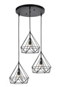 LAMPARA COLGANTE DECORATIVO NEGRA DE 3 LUCES CON BASE REDONDA, BOMBILLA LED DE BASE E27, ALTURA TOTAL REGULABLE 230CM, DIAMETRO 60CM