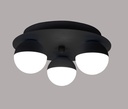 PLAFON DECORATIVO 25cms CON 3 LED DE  5W, ALUMINIO COLOR NEGRO Y ACRILICO CON TEMPERATURA DE LUZ DIMMABLE