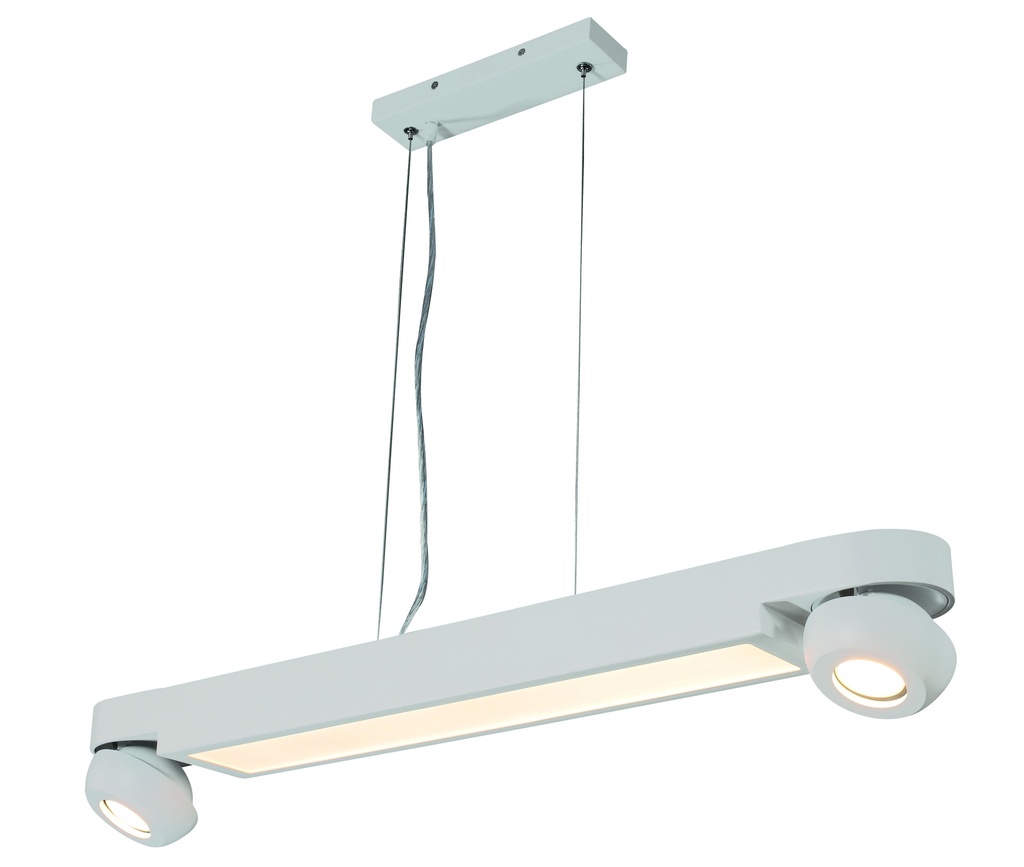 LAMPARA DECORATIVA COLOR BLANCO DE 2 LUCES + LED ORIENTABLES BOMBILLA LED DE BASE GU10,