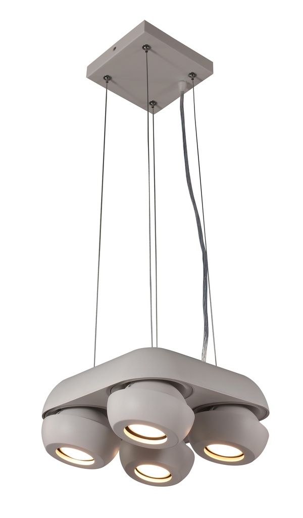 LAMPARA COLGANTE BLANCO DE 4 LUCES ORIENTABLES BOMBILLA LED DE BASE GU10, ALTURA 120CM