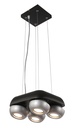 LAMPARA COLGANTE NEGRO Y PLATA DE 4 LUCES ORIENTABLES BOMBILLA LED DE BASE GU10, ALTURA 120CM