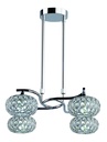 LAMPARA COLGANTE COLOR CROMO DE 4 LUCES ,  COMPATIBLES CON BOMBILLA LED DE BASE G9, ALTURA DE 30 A 90CM, DIAMETRO 48CM