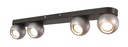 FOCO DECORATIVO COLOR PLATA Y NEGRO DE 4 LUZ ORIENTABLE COMPATIBLE CON CUALQUIER BOMBILLA LED GU10,