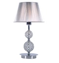 LAMPARA DE MESA CON 1 LUZ E-27, ESTRUCTURA DE HIERRO Y CRISTAL  Y PANTALLA DE HILOS EN COLOR PLATA, ALTURA 45CM, DIAMETRO 25