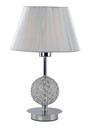 LAMPARA DE MESA CON 1 LUZ E-27, ESTRUCTURA DE HIERRO Y CRISTAL  Y PANTALLA DE HILOS EN COLOR PLATA, ALTURA 40CM, DIAMETRO 25