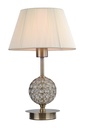 LAMPARA DE SOBREMESA CON 1 LUZ E-27, ESTRUCTURA DE HIERRO Y CRISTAL  Y PANTALLA DE HILOS EN COLOR CREMA, 40CM ALTO DIAMETRO 25CM